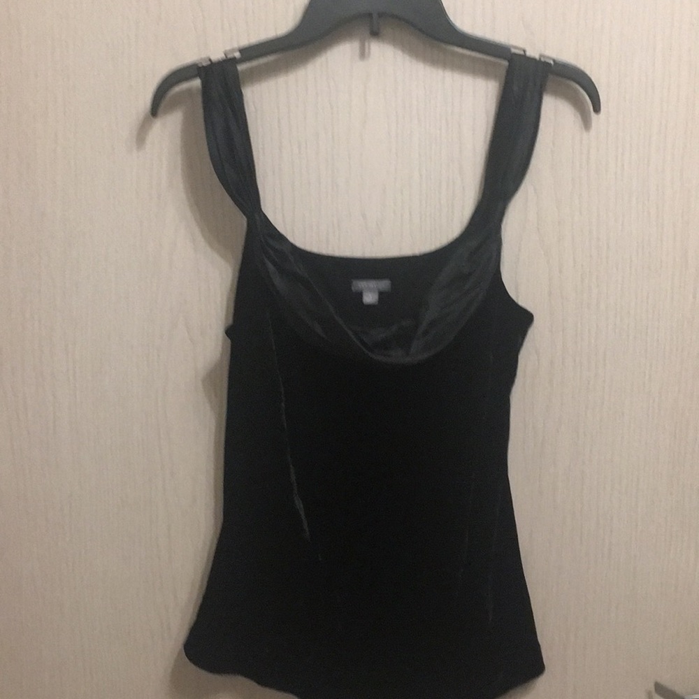 Ann Taylor Black Tank with 100% silk trim. Size 0.